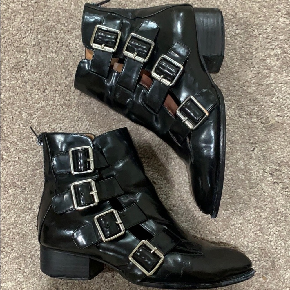 SOLD….Patent leather ankle booties